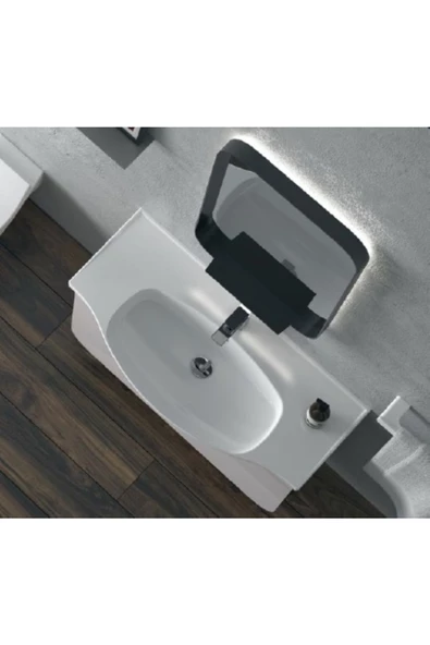 Turkuaz  Lila Etajerli Lavabo 80x46,5cm - Resim 2