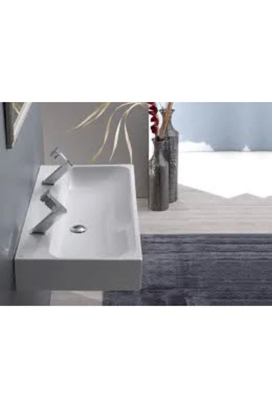 Turkuaz  Pinto Etajerli Lavabo 100x47 cm (Tek Hazneli, Çift Batarya Delikli)