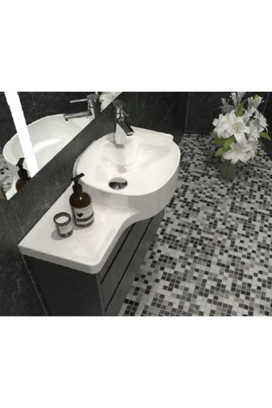 Turkuaz  Harmony Etajerli Lavabo 100x37,5x26,4 cm (Sağdan Hazneli) - Resim 2