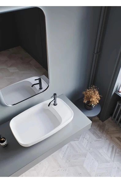 Turkuaz  Nova Tezgahüstü Lavabo 70x42 cm (Gizli Sifonlu) - 2
