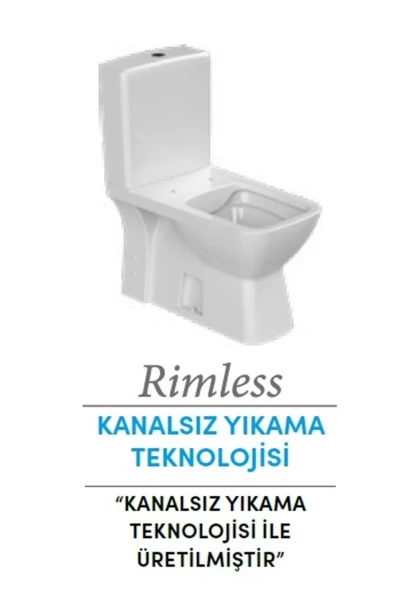 Turkuaz  BTW Rimless Klozet, Duru (Arkadan Çıkışlı) - 3