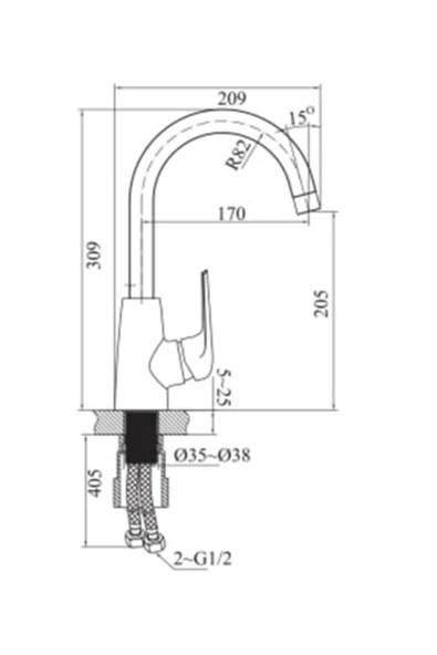 Turkuaz  Nil Ergonomik Lavabo Bataryası - 2