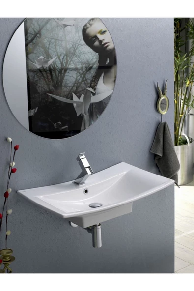 Turkuaz  Bella Tezgahüstü Lavabo 70x45 cm (Duvara Sıfır Lavabo) - 2