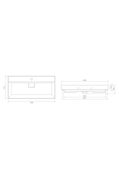 Turkuaz  Sharp Etajerli Lavabo 100x48 Cm - 4