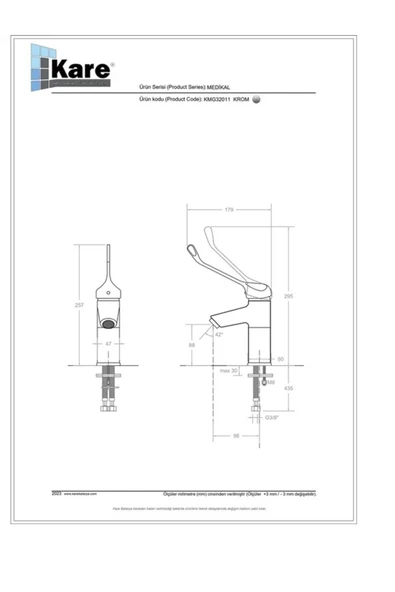 KARE BATARYA  Omega Medikal Lavabo Bataryası - Resim 2