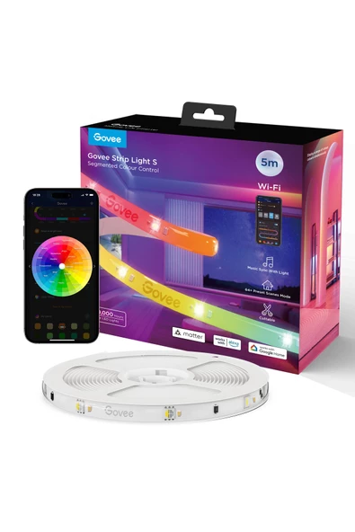 Govee RGBICW H612ACD1 Kesilebilir, Silikon Kaplamalı, Matter, Alexa, Google Asst. Destekli LED Şerit - 5 Metre - 2