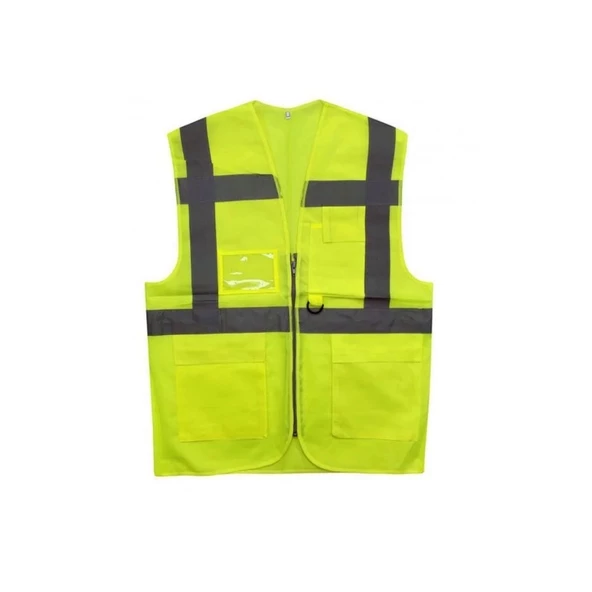 Mühendis Tipi İkaz Yeleği Cepli Fosforlu Güvenlik Yelek