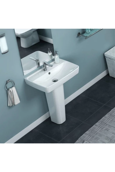 Turkuaz  Beyaz Cerastyle Duru Lavabo 50 X 40 Cm (ayak Dahil Değildir ) - Resim 3