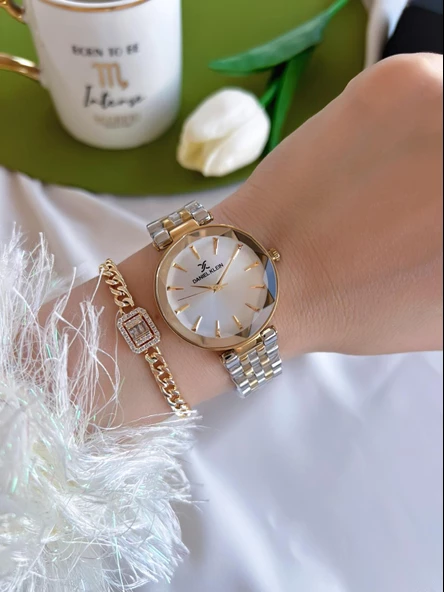 Daniel Klein Çelik Kordon 2 Yıl Garantili 30 Mt Suya Dayanıklı Kadın Kol Saati+ Bileklik BDK.10629.3X - Resim 2