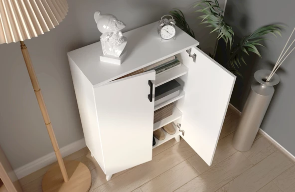 Mirobi 2 Kapılı 4 Raflı Ayakkabılık Çok Amaçlı Dolap Mutfak Dolab - 3