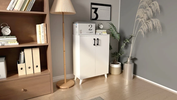 Mirobi 2 Kapılı 4 Raflı Ayakkabılık Çok Amaçlı Dolap Mutfak Dolab - 4