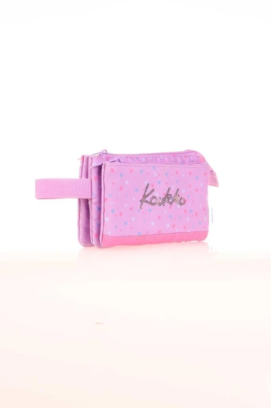 Kaukko Hat Accordion Kalem Çantası Lilac Hearts K2675 - 2