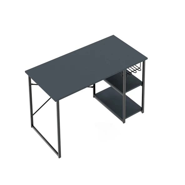 Eportatif Çalışma Masası Telli Raflı Ofis Laptop Bilgisayar Masası Füme 1446 - 6