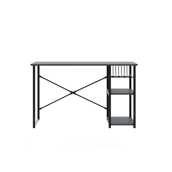 Eportatif Çalışma Masası Telli Raflı Ofis Laptop Bilgisayar Masası Füme 1446 - 3