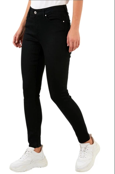 Kadın Siyah Likralı Dar Paça Kot Pantolon T-399 BGL-ST03123 - Resim 2