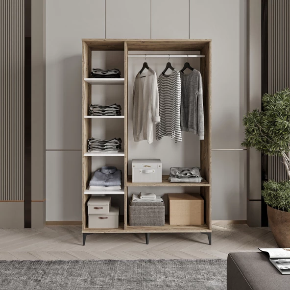 Kare 3 Kapaklı Gardrop Tamamı Mdf( Atlas Çam Beyaz ) - 3