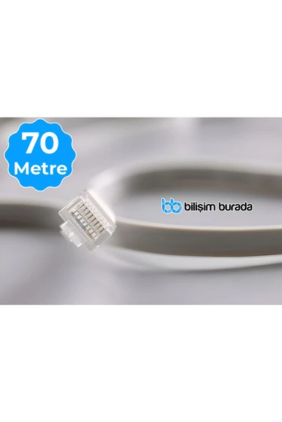 Bilişim Burada 70 Metre 23 Awg Cat6 Bilgisayar, Modem ,IP Kamera Rj45 Ethernet Patch Network Data Internet Kablosu