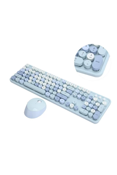 starnewstore Mofii Sweet Pc Notebook Macbook Uyumlu Renkli Klavye Mouse Set Mavi 43155 Türkçe Q