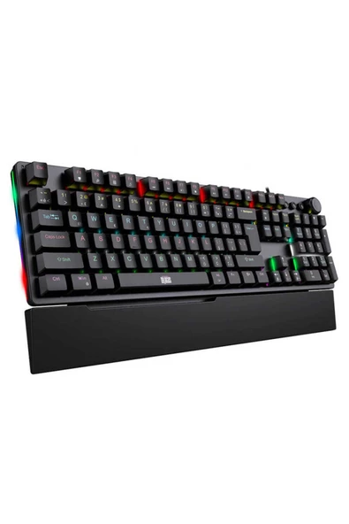 DRAGOS Natus USB Kablolu Rainbow Makro Gaming Mekanik Klavye Mekanik Bilek Destekli Red Switch Mekan