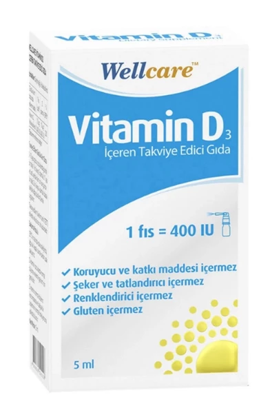 Wellcare Vitamin D3 400 IU İçeren Diyet Takviyesi 5 ml