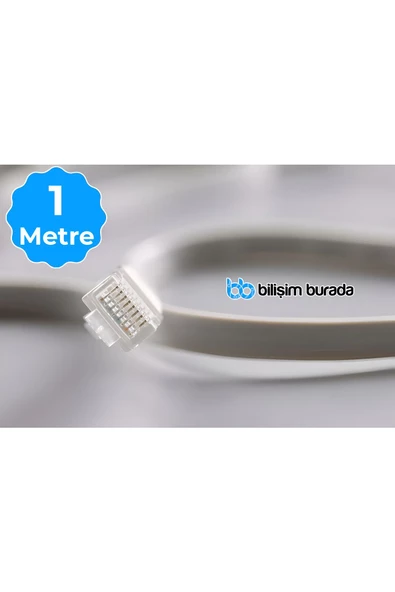 Bilişim Burada 1 Metre 23 Awg Cat6 Bilgisayar, Modem ,IP Kamera Rj45 Ethernet Patch  Network Data Internet Kablosu