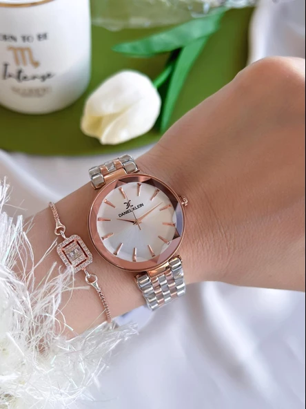 Daniel Klein Çelik Kordon 2 Yıl Garantili 30 Mt Suya Dayanıklı Kadın Kol Saati+ Bileklik BDK.10629.6 - Resim 2