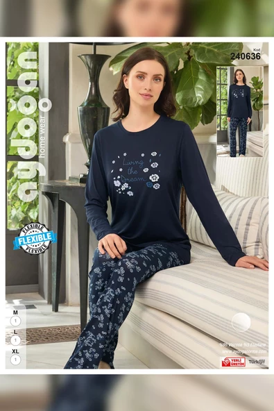 Aydoğan Kadın Ezgi Flexible Living The Dream Lacivert Pijama Takım 0636 - 3