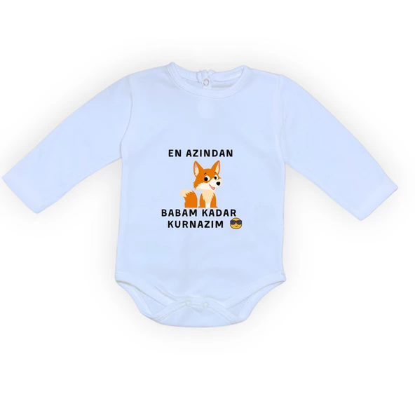 En Azından Babam Kadar Kurnazım Bebek Body Zıbın Çıtçıtlı Badi MNK0628 - 10