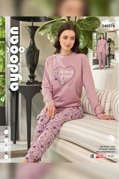 Aydoğan Kadın Sezin the beauty of roses Pudra Pijama Takım 0579 - Resim 3