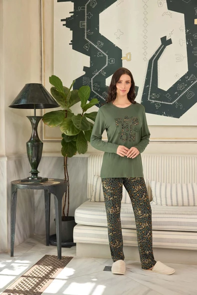 Aydoğan Kadın Ezgi Flexible FASHION Ceviz Yeşil Pijama Takım 0634 - 2