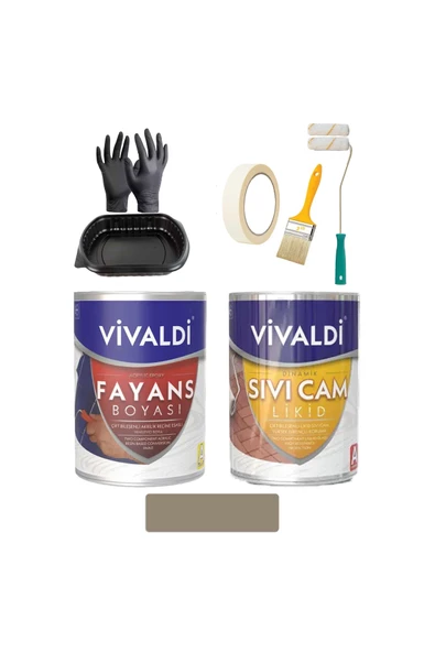 Vivaldi Fayans Boyası Seti Sıvı Cam Ve Uygulama Seti Tezgah,Mermer,Banyo,Mutfak Boyama Seti 1 LT