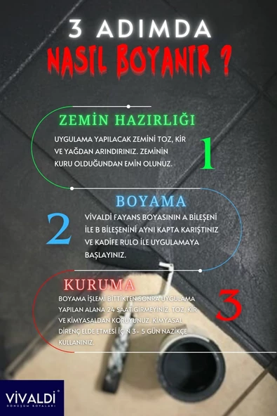Vivaldi Fayans Boyası - Astar Ve Vernik Gerektirmeyen Boya - Sınırsız Renk 1 Kg - 3