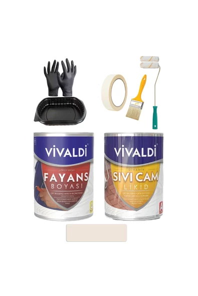 Vivaldi Fayans Boyası Seti Sıvı Cam Ve Uygulama Seti Tezgah,Mermer,Banyo,Mutfak Boyama Seti 1 LT