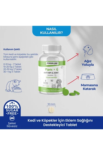 Foodline Hip&Joint Glucosamine 75 Tablet Kedi ve Köpekler için Eklem Sağlığını Destekleyici - 4
