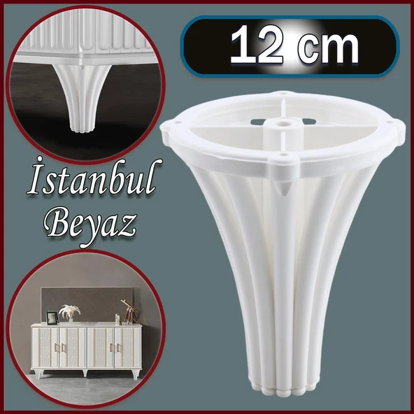 Mobilya Kanepe Koltuk Tv Ünitesi Baza Ayağı Orta Sehpası Konsol Ayak Ayakları 12 cm Beyaz - Resim 8