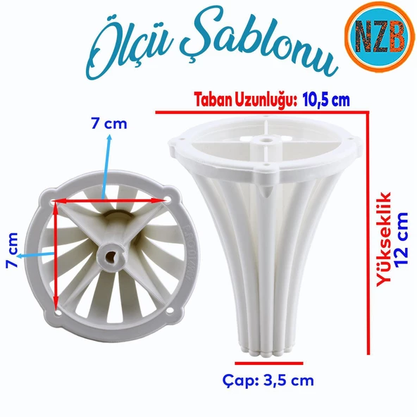 Mobilya Kanepe Koltuk Tv Ünitesi Baza Ayağı Orta Sehpası Konsol Ayak Ayakları 12 cm Beyaz - Resim 2