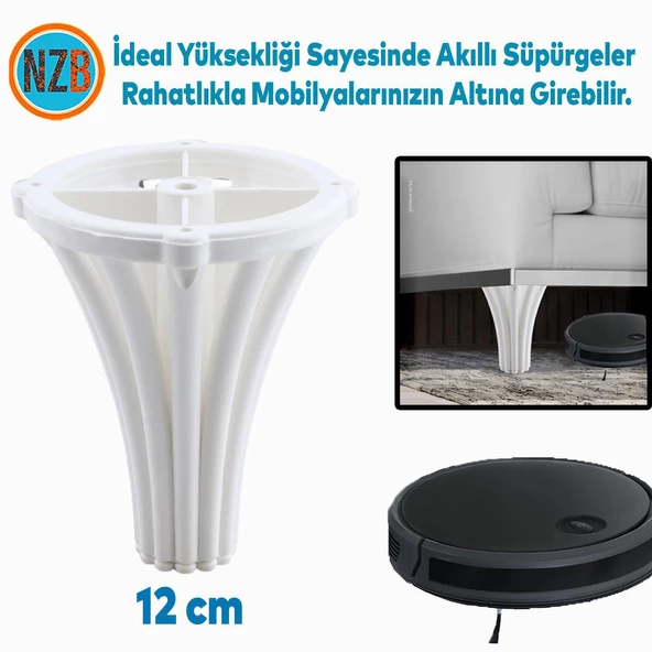 Mobilya Kanepe Koltuk Tv Ünitesi Baza Ayağı Orta Sehpası Konsol Ayak Ayakları 12 cm Beyaz - Resim 3