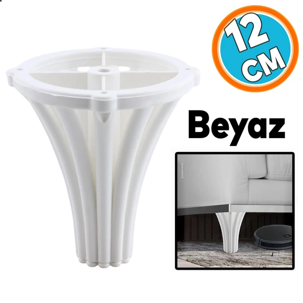 Mobilya Kanepe Koltuk Tv Ünitesi Baza Ayağı Orta Sehpası Konsol Ayak Ayakları 12 cm Beyaz ürün görseli