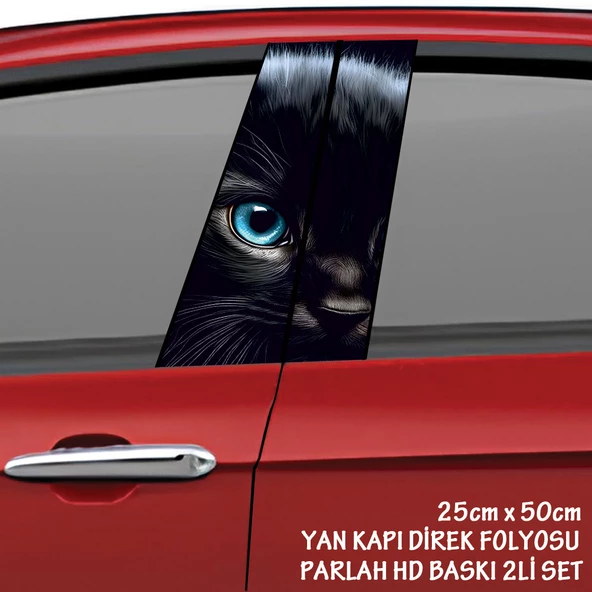 yavru kedi mavi göz oto sticker - yeni nesil hd baskı kalitesi araba kapı direkleri kaplama folyosu - tuning modifiye aksesuar