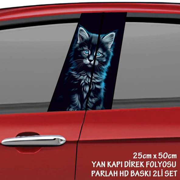 SEVİMLİ renkl kedi hayvan oto sticker - yeni nesil hd baskı kalitesi araba kapı direkleri kaplama folyosu - tuning modifiye aksesuar ürün görseli