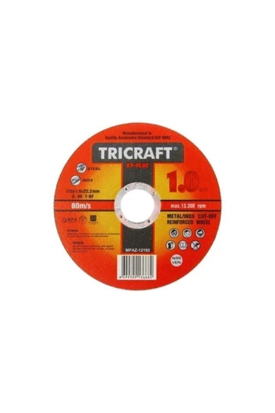 Trıcraft 115x1x22.23 Mm Inox Kesici (MEŞEM-3301) 25 Adet Bir Paket