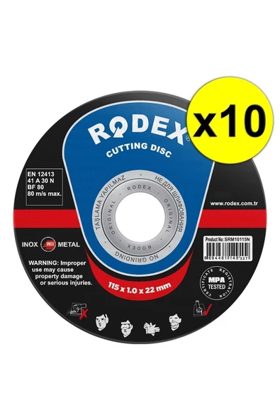 Rodex Metal, Inox, Paslanmaz Çelik Kesme Taşı 115mm 10 Adet