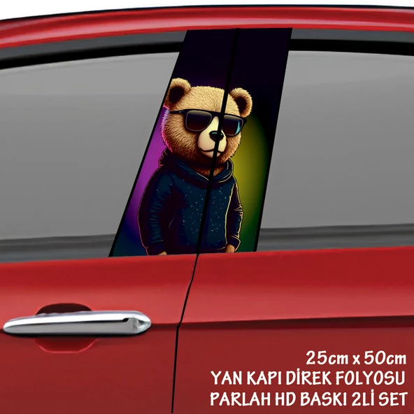 sevimli artist ayı oto sticker - yeni nesil hd baskı kalitesi araba kapı direkleri kaplama folyosu - tuning modifiye aksesuar - 1