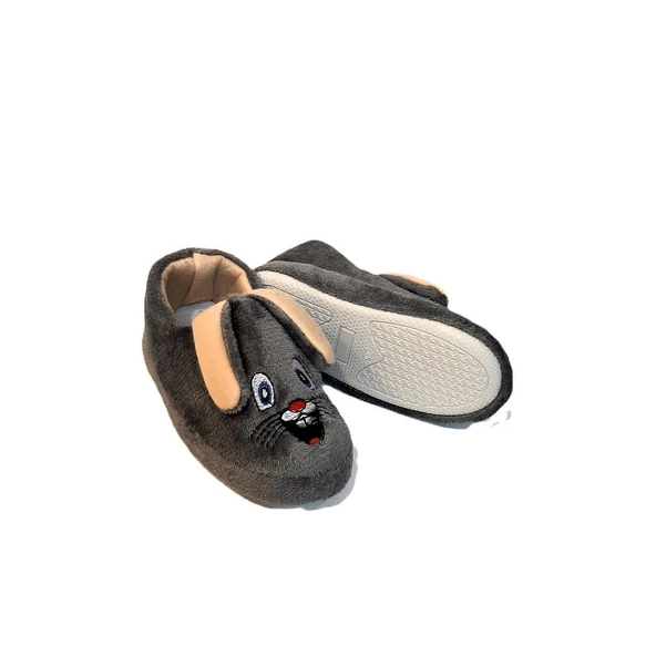 Fiyra Ebr Gri Renk Hayvanlı Figür Tavşanlı Çocuk Panduf - 3