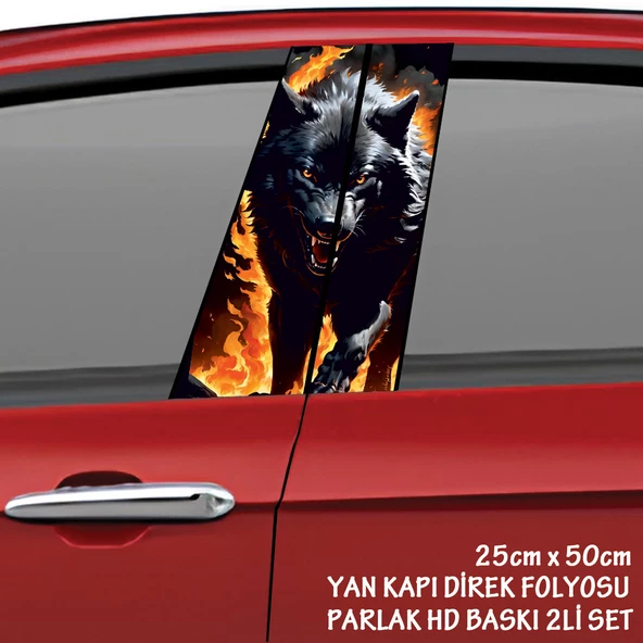 siyah saldırgan kurt oto sticker - yeni nesil hd baskı kalitesi araba kapı direkleri kaplama folyosu - tuning modifiye aksesuar
