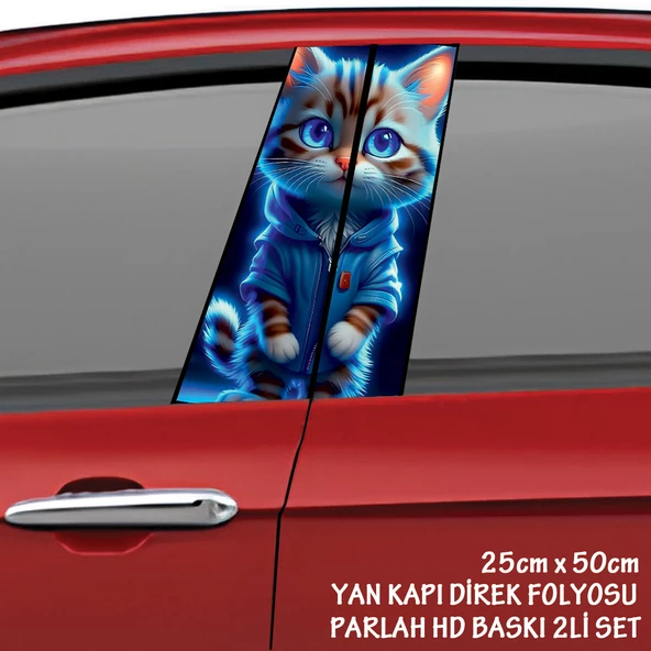 yavru sevimli kedi oto sticker - yeni nesil hd baskı kalitesi araba kapı direkleri kaplama folyosu - tuning modifiye aksesuar