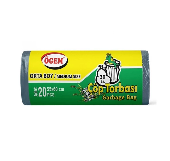 Ögem Orta Boy Çöp Torbası-55X60 cm-30 Litre-20'li