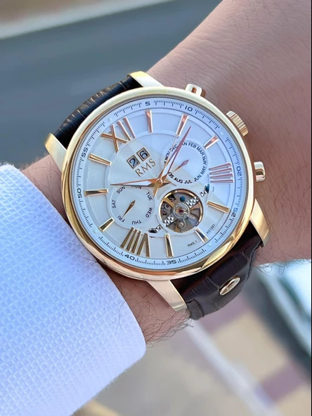 RMS Romanson Otomatik İç Fonksiyonları Aktif Akar Saniye Kapalı Klips Erkek Kol Saati ERMS.1551.06 - Resim 2