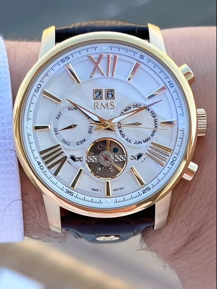 RMS Romanson Otomatik İç Fonksiyonları Aktif Akar Saniye Kapalı Klips Erkek Kol Saati ERMS.1551.06 - Resim 4