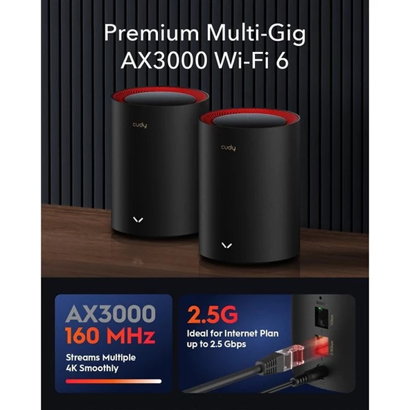CUDY M3000 AX3000 2.5GIGABIT DUAL BAND MESH ROUTER 3-lü paket - Resim 2